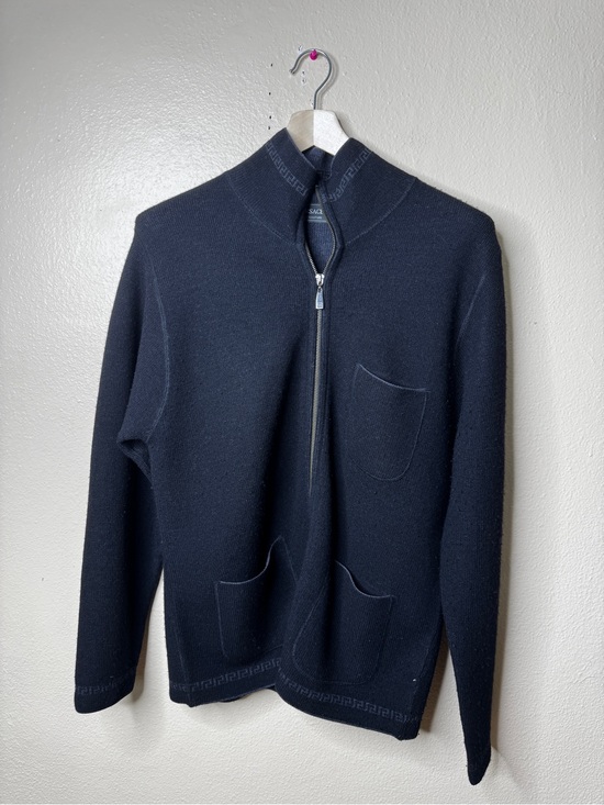 Versace Other - Versace Jacket Couture Men’s Large Black Gray Knit Full Zip Sweater Pockets